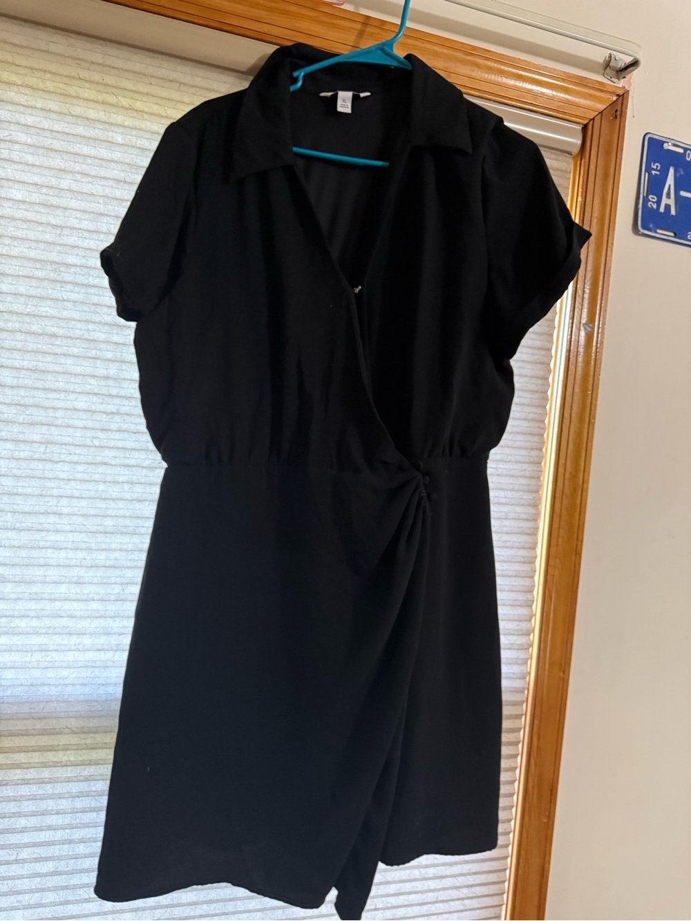 Nine West Black Short Sleeve Faux Wrap Dress